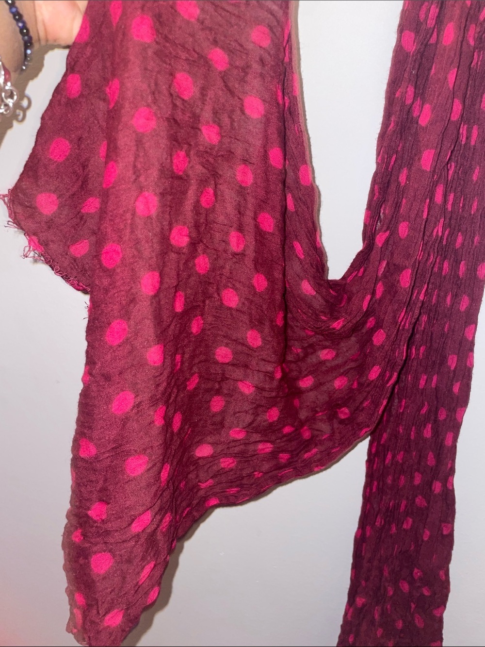 Women Burgundy Polka Dot Scarf